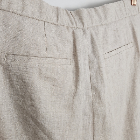 Talbots 100% Linen Flax Oatmeal Women's Petite Size 16 Pants Back & Side Pockets - Picture 7 of 8